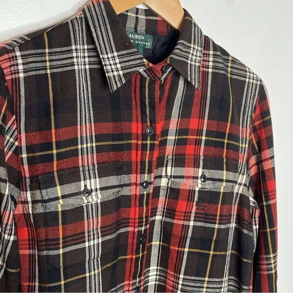 Ralph Lauren Red and Black Casual Button Down Shirt Women’s Sz L - Picture 14 of 16